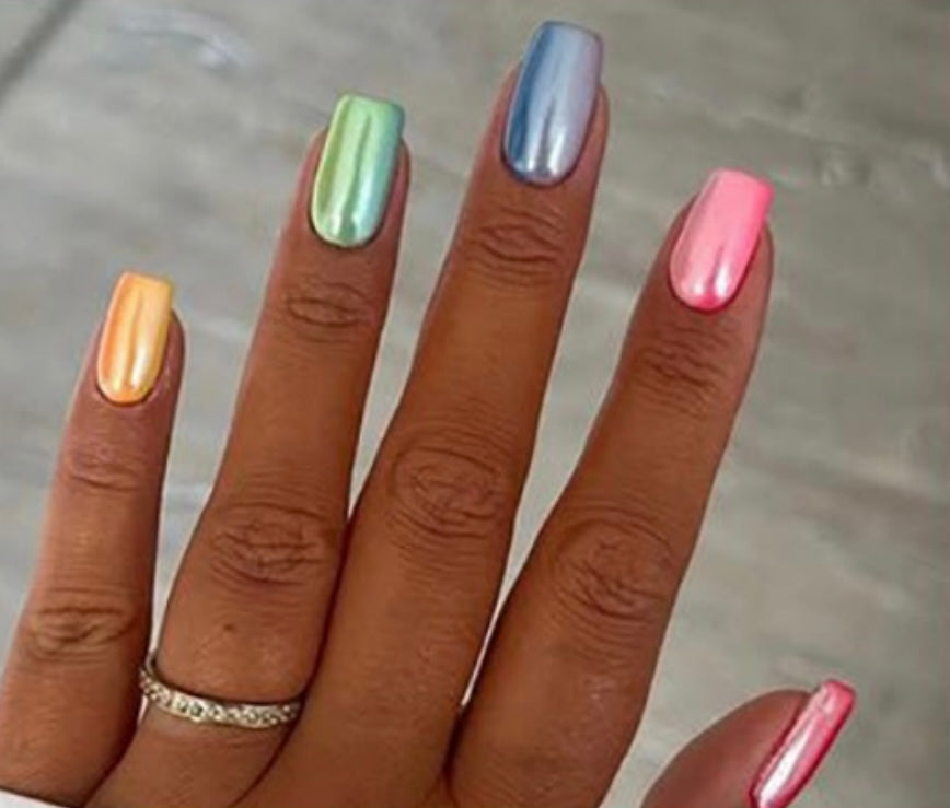 Multi Colour Pearl PI Press On Nails