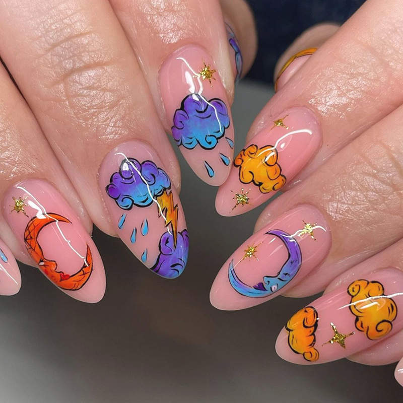 Colour POP Clouds PI Press On Nails