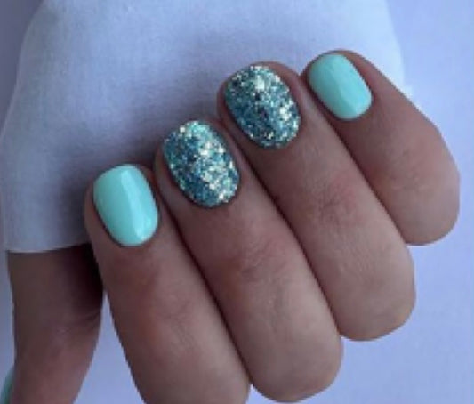 Mint Sparkle PI Press On Nails