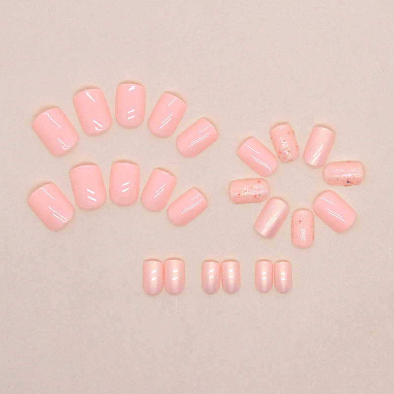 Peach Sparkle Short PI Press on Nails