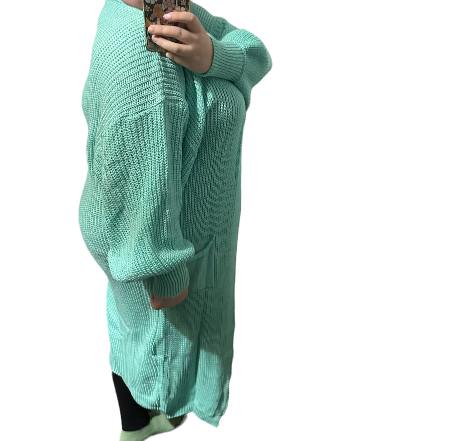 Long Balloon Sleeve Cardigan - Teal