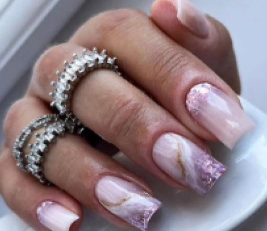 Blush Marble PI Press On Nails