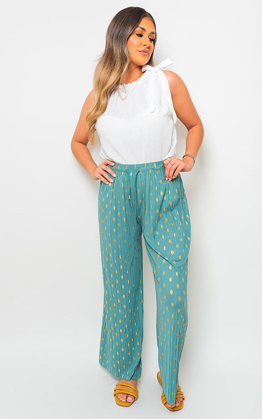 Gold Spot Pleated Trouser with Drawstring