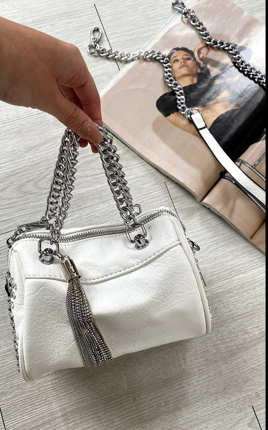 Studded with Chain Detail Handbag